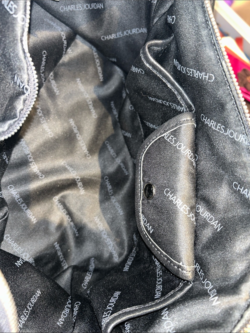 Charles Jourdan Black Textured Leather Travel Tote - Picture 3 of 3